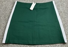 Maeve Anthropologie Mod Green Mini Skirt White Stripe Medium NWT Back Zipper
