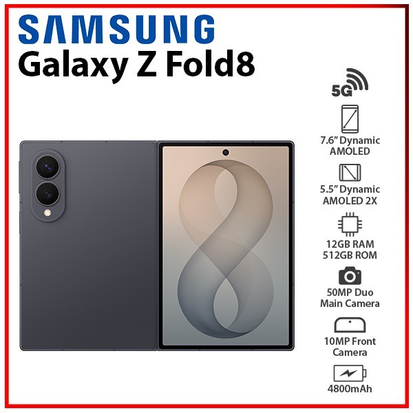 NEW Samsung Galaxy Z Fold8 5G Graphite 12GB+512GB Dual SIM Android Mobile Phone-image