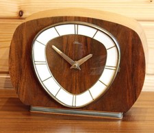 VINTAGE 24cm Smiths Mantel Clock - Wooden Retro Antique Mid Century Bauhaus Desk