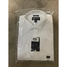 New Kenneth Cole AWEAR2 Slim Fit Stretch Button Down, White, Size Large