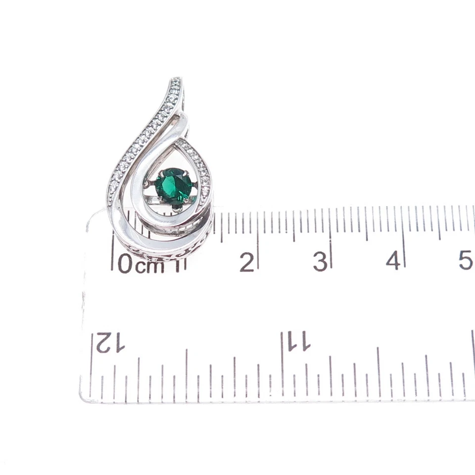 925 Sterling Silver Real Chrome Diopside & White Topaz Teardrop Slide Pendant - Image 3 of 4