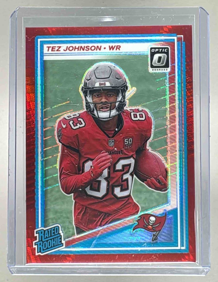Tez Johnson 2025 Panini Donruss Optic #231 Red Hyper Prizm Rated Rookie