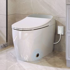 White Heated Seat Smart Toilet One Piece Toilet Automatic Flush Tank Less
