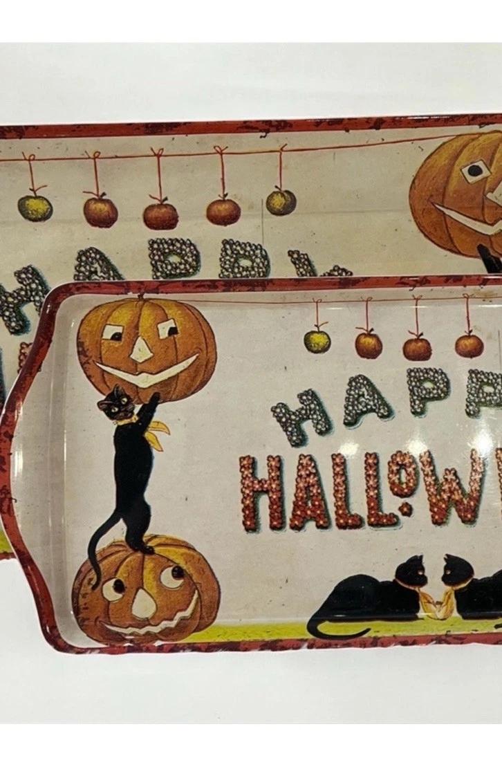 Melamine Set of 2 Halloween Serving Trays Black Cat Pumpkin Dishwasher Safe
Opens in a new window or