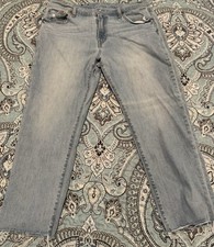 GAP Women's Jeans 32 14R Light Wash Mid Rise Girlfriend Distressed Raw Hem