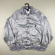 VTG Aristo Jac Playboy Club Bunny Satin Jacket Made In USA Men’s Size XL Silver