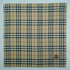 Vintage BURBERRYS Beige Plaid Cotton Mini Scarf Pocket Square 17" X 17" R450