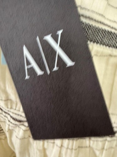 VINTAGE 2010 NWT AUTHENTIC ARMANI EXCHANGE A/X CREAM/GREY LINEN TOP UK M - Picture 11 of 16