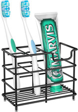 Bathroom Toothbrush Holder, 5-Slot Black Stainless Steel Organizer for Small Sp