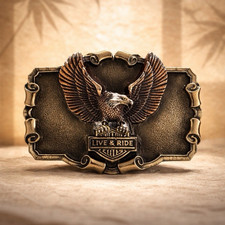 Harley-Davidson Live & Ride Eagle Bronze Tone Collectible Belt Buckle