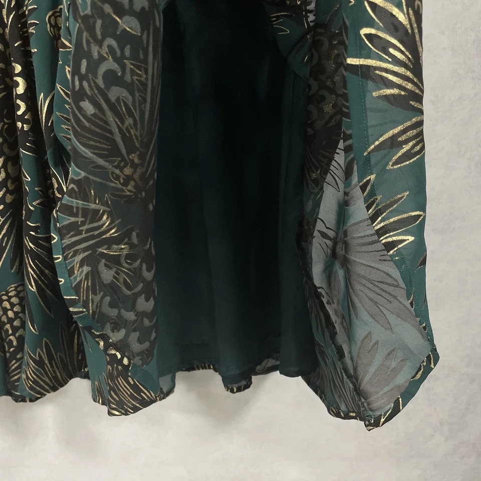 Maison Jules Pandorosa Dress Womens Green Gold Black Lined Sleeveless. - Image 4 of 4