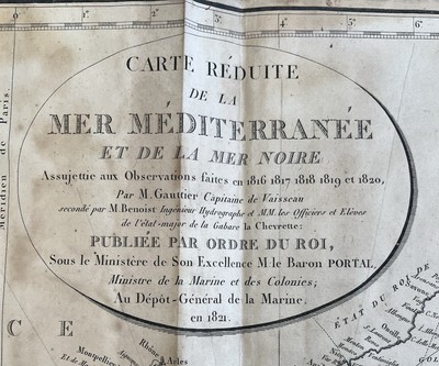 alte Marinekarte Epoche Anfang 19. Jh. aus dem Mittelmeer 1821