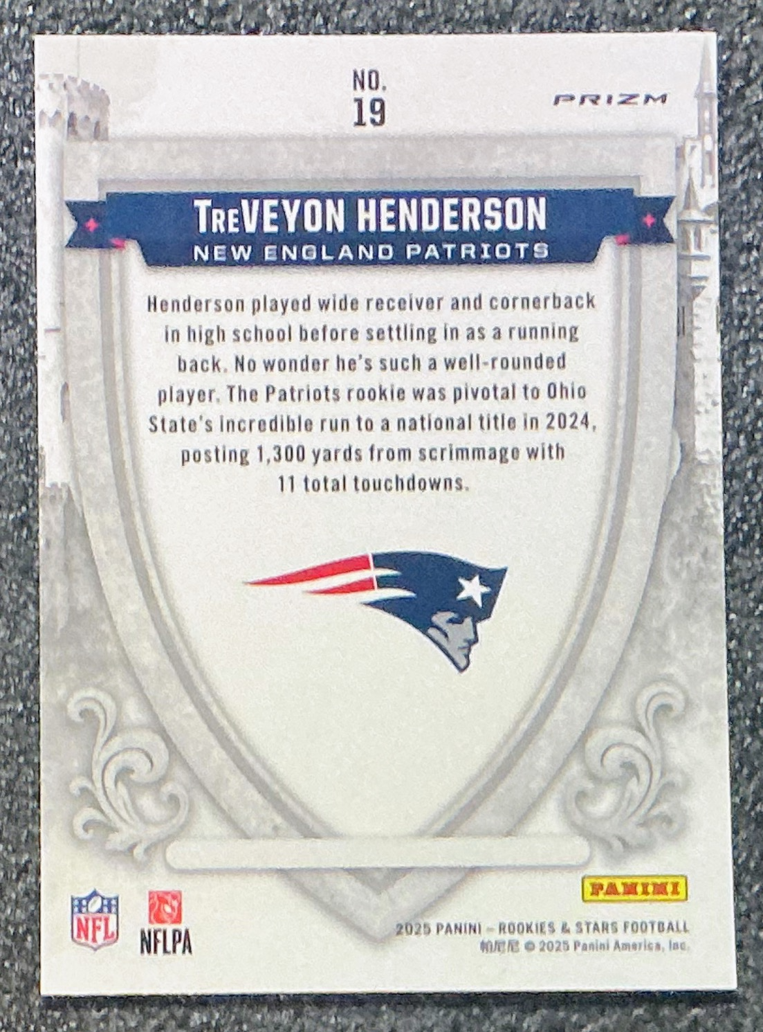 TreVeyon Henderson 2025 Panini Rookies & Stars #19 Blue Plaid (RC ...