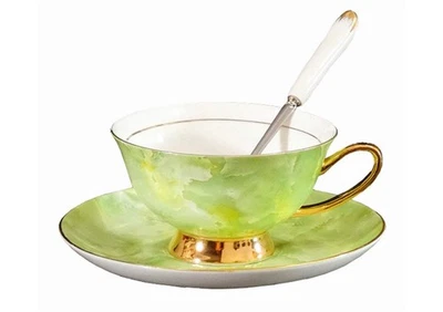 YBK Tech Ensemble Tasse et Soucoupe en Céramique, Tasse à Café de 200 ml pour... - Photo 1/4