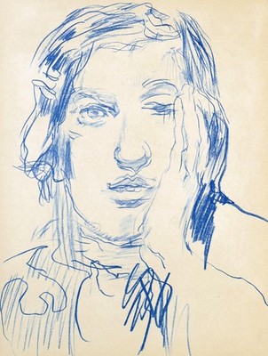 Oskar KOKOSCHKA, Portrait in Blau I - Lithographie