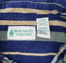 Northwest Territory Striped Corduroy Button Down Shirt 100 Cotton Men's Large