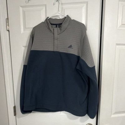 adidas Men's Gray Blue Quarter-Zip Activewear Jacket M Polyester Pockets