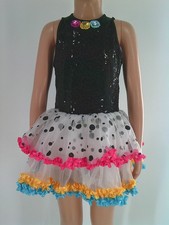Dance Costume Medium Child Black Curtain Call E2173 Jazz Tap Sequins Tutu
