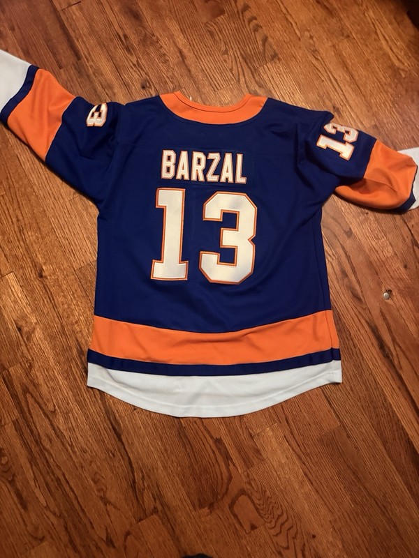 New York Islanders Mathew Barzal #13 NHL Hockey Jersey Blue/Orange/White L/XL