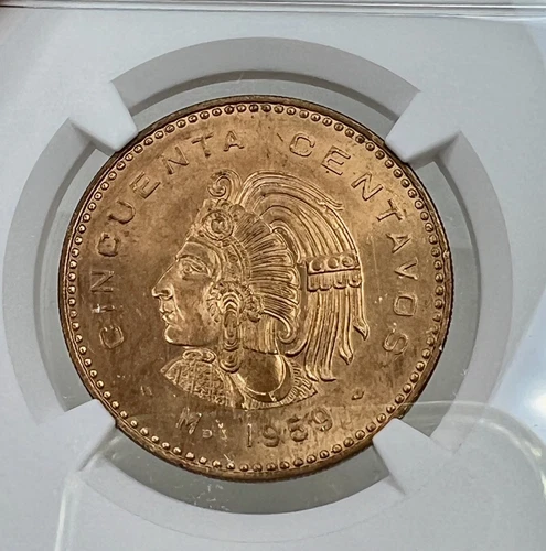 1959  Mexico  50 centavos Copper NGC UNC DETAILS OBV Cleaned - 95449