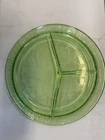 Vintage Uranium Green Depression Glass Cameo Ballerina Divided Plate Glows 10 in