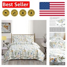 Elegant Floral Quilt Set Full/Queen, 3-Piece Reversible Bedding for All Seasons