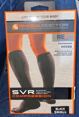 SHOCK DOCTOR SVR Compression 727 BLACK Recovery Socks NEW S Youth 4-6 Wmns 5-7