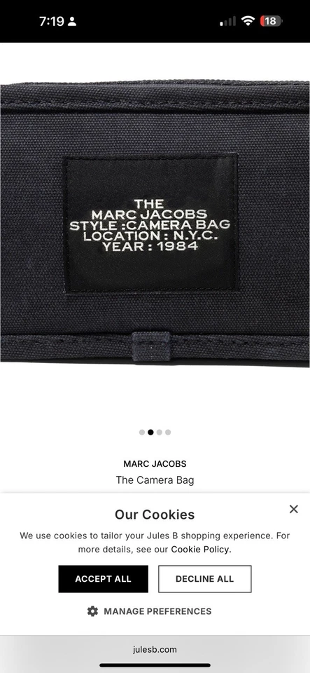 Bolso Bandolera Marc Jacobs The Camera Negro Lona Foto 3 de 4