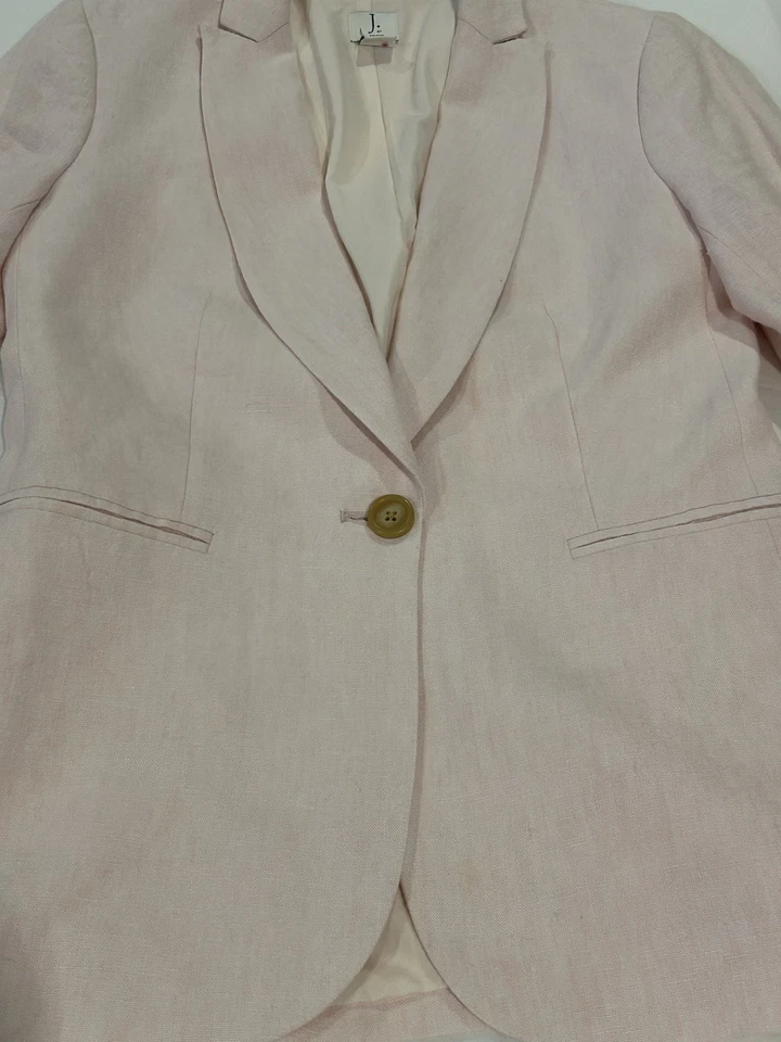 Blazer J.Crew de lino con un solo botón rosa suave rubor talla 0 Foto 4 de 4