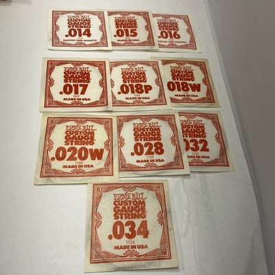 Ernie Ball Custom Gauge Guitar Strings Lot Of 10 Various Sizes Vintage USA