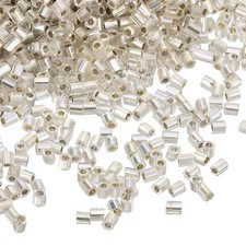 1400Pcs Glass Bugle Beads 1.9x1.5mm Loose Bead Silver Tone