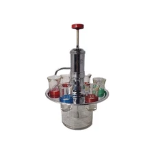 Vintage Chrome Liquor Dispenser Barware Art Deco MCM with 6 Shot Glasses