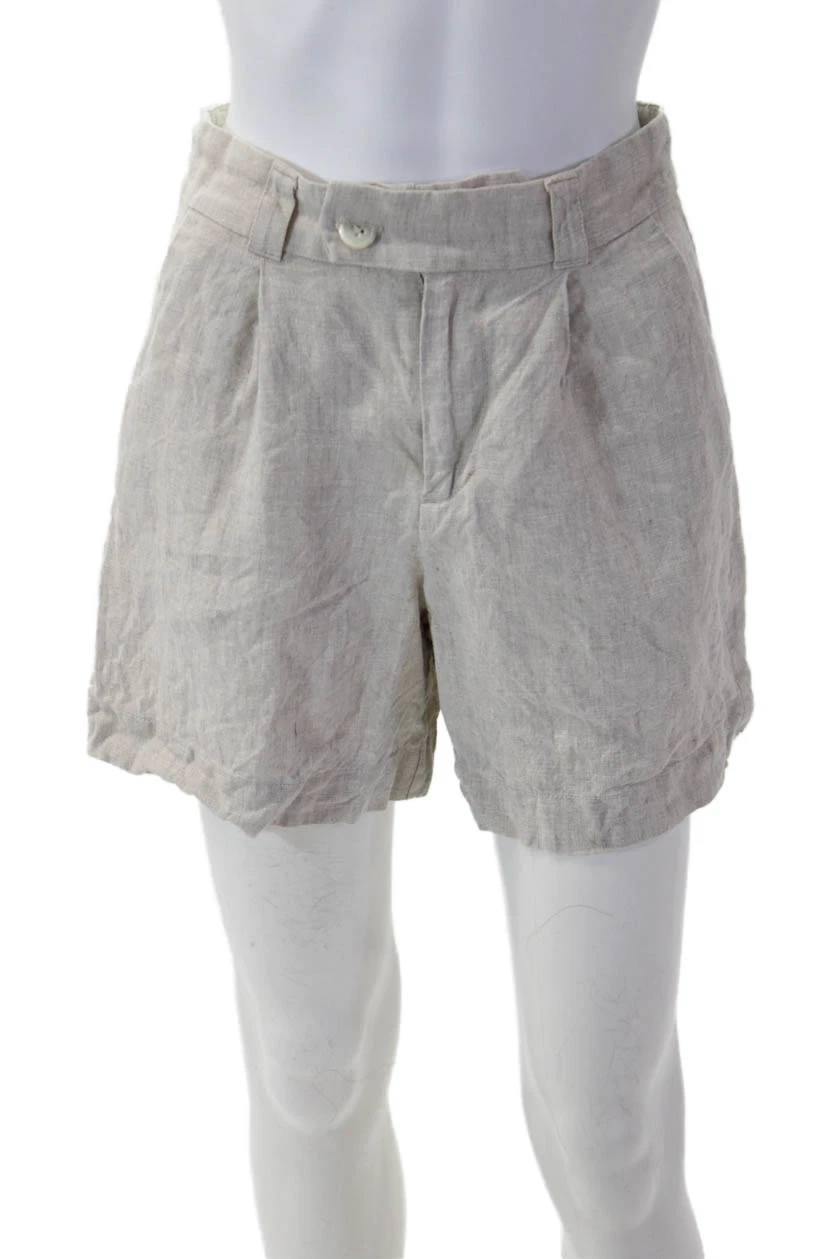 Alex Mill Unisex Beige Linen Chino Shorts Button Closure Size 0