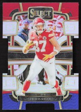 2023 Panini Select #50 Travis Kelce Red and Blue Prizms Die Cuts