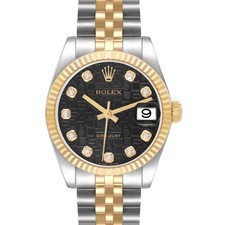 Rolex Datejust 31 Steel Yellow Gold Diamond Dial Ladies Watch 178273 Card