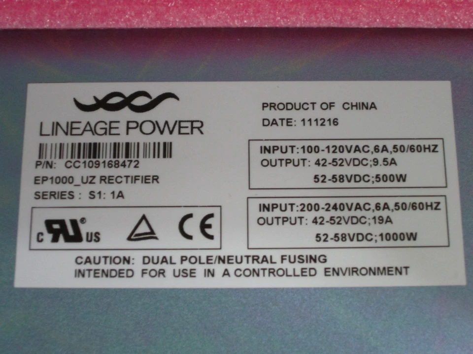 Fuente de alimentación de montaje en rack LINEAGE POWER 52v CC109168472 rectificador Foto 2 de 4