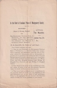 Original 1876 HITNER IRON MINES vs MONTGOMERY COUNTY BANK PENNSYLVANIA LAW CASE