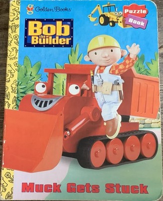 RARE! Vtg Golden HC 6-Puzzle Book Ed. Bob The Builder Muck Gets Stuck ACCEPTABLE