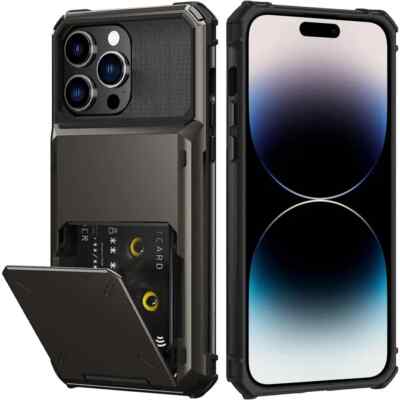 For iPhone 16 Pro Max Plus 15 14 13 12 11 XR Card Holder Wallet Shockproof Case