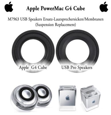 2x Apple PowerMac G4 Cube  USB Pro Speakers M7963 Ersatz Gummi Sicke Membran  