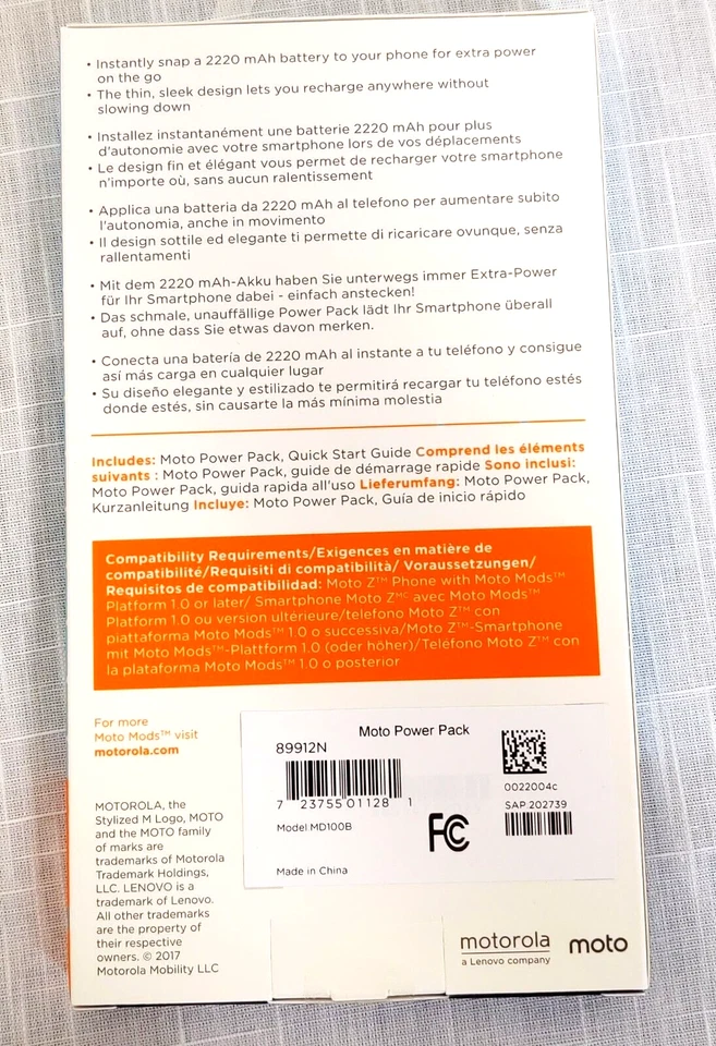 ¡NUEVO PRECINTADO!   BATERÍA MOTOROLA MOTO MOD POWER PACK~ TODOS LOS MODELOS MOTO Z Foto 2 de 4