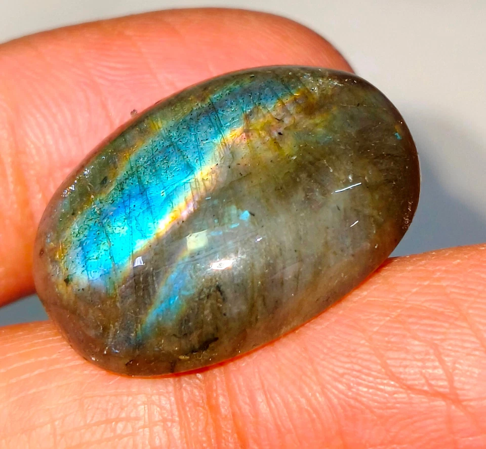 Cabochão polonês de carne azul labradorita natural pedra preciosa solta H11 - Imagem 3 de 4