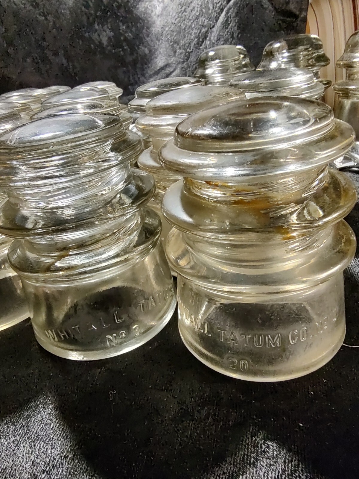 Vintage Whitall Tatum 3 Clear Glass Electrical Insulators eBay