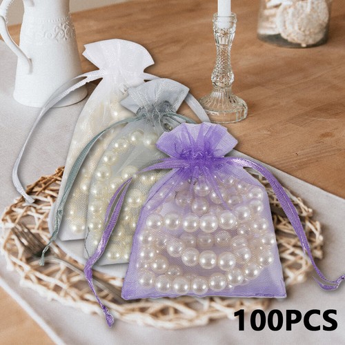 100PCS Small Organza Favour Pouches Gift Bag Voile Net Bags Drawstring·FAM $⇕ - Picture 10 of 14