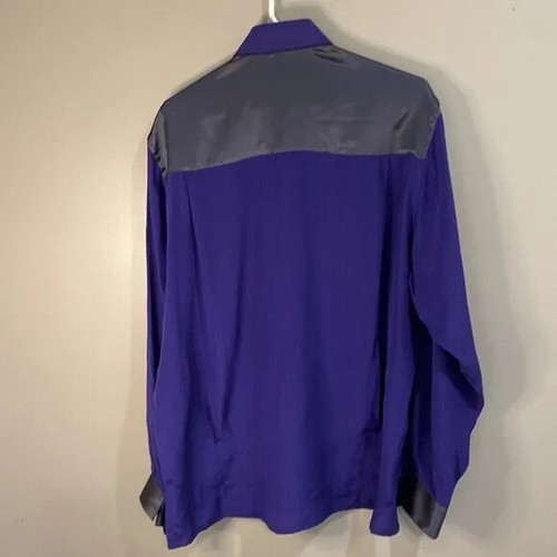 CAMISA DE SEDA GERLIN VINTAGE 2 TONOS CON 2 BOLSILLOS GRANDES HECHA EN ITALIA XLARGE - Imagen 2 de 5