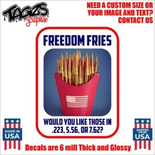 Freedom Fries Funny Printed & Laminated Window Decal Sticker Car Truck SUV