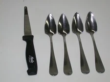 5 Pcs Enjoy Grapefruit Spoons & Serrated Grapefruit Knife ~ Stainless Steel 