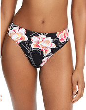 ROXY Juniors Floral Printed Beach High Leg Bikini Bottoms sz S Small Swimwear