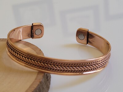 Pure Copper Magnetic Bracelet Arthritis Pain Therapy Energy Cuff Bangle