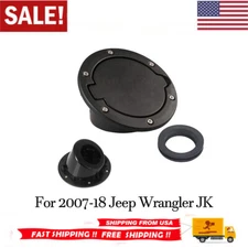 Gas Cap Cover Black Fuel Tank Door Fuel Filler Door for 2007-18 Jeep Wrangler JK